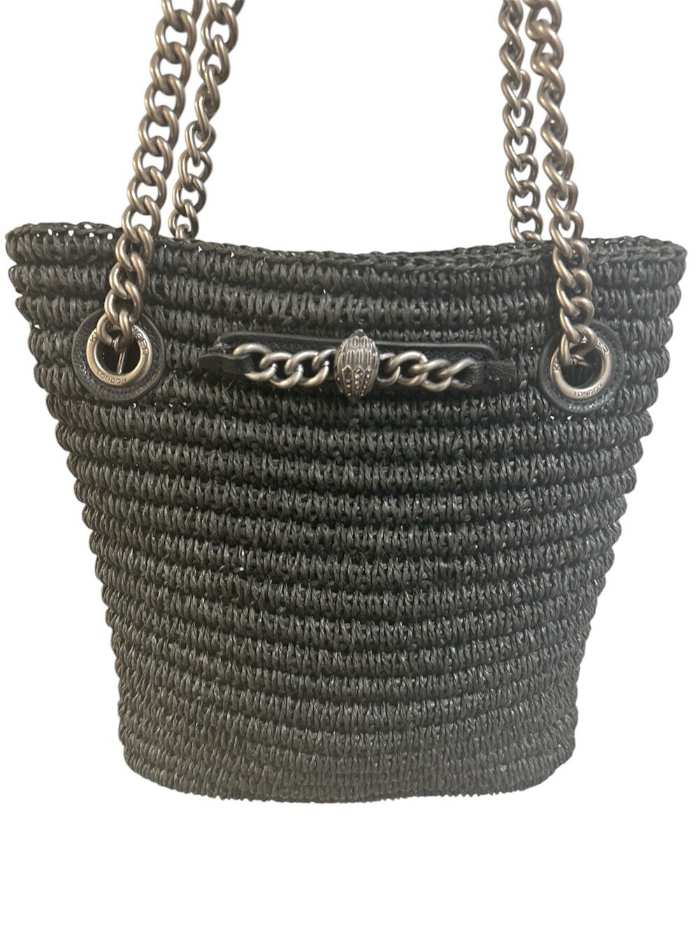 NWOT Kurt Geiger London Small Chelsea Raffia Tote Bag Color Black - Picture 1 of 6